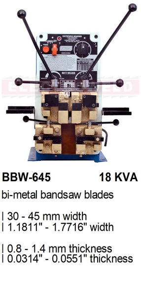 Electroweld Bi-Metal BandSaw Blade Butt Welder 18KVA (Model: BBW-645)