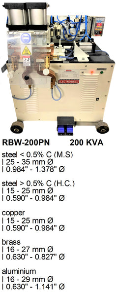 Electroweld Pneumatically Operated Rod Butt Welder 200KVA (RBW-200PN)